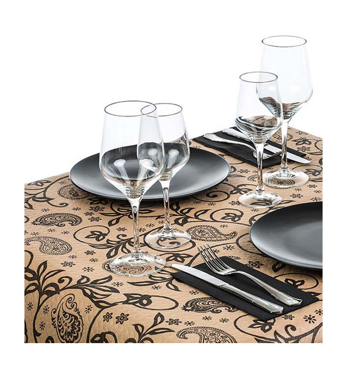 Pre-Cut Paper Tablecloth 1x1m "Cachemir" Kraft 1x1m (400 Units)