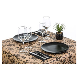 Pre-Cut Paper Tablecloth 1x1m "Cachemir" Kraft 1x1m (400 Units)
