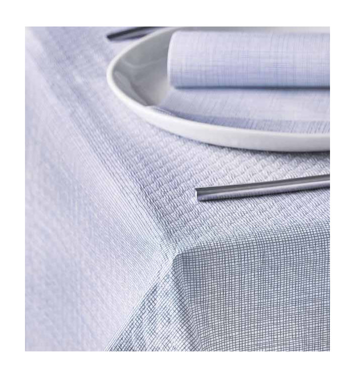 Pre-Cut Paper Tablecloth 1x1m "Between Lines" Blue 40g/m² (400 Units)