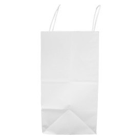 Paper Bag with Handles Kraft White 100g/m² 27+14x26cm (200 Units)