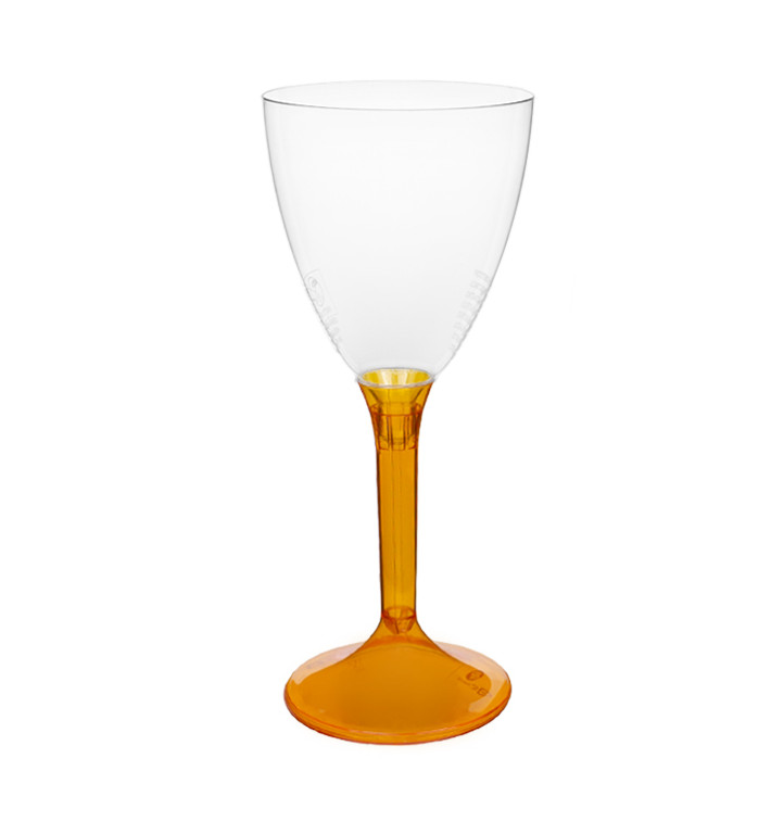 Plastic Stemmed Glass Wine Orange Clear Removable Stem 180ml (40 Units)