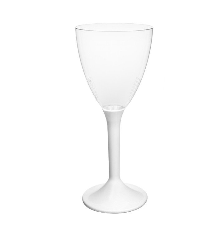 Plastic Stemmed Glass Wine White Removable Stem 180ml (200 Units)