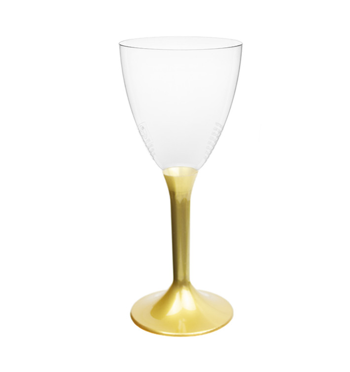 Plastic Stemmed Glass Wine Gold Removable Stem 180ml (200 Units)