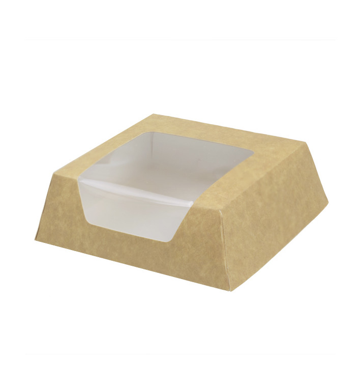Paper Cake Box with Window Kraft 12x12x4cm (500 Units) 