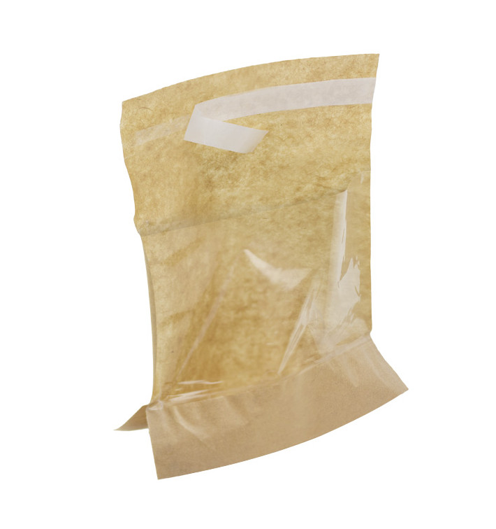 Paper Food Bag Kraft and window Autoseal 14x16cm (4000 Units)