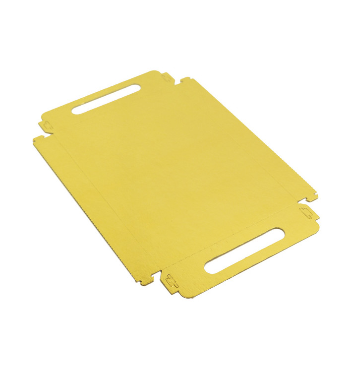 Paper Tray with Handles Rectangular shape Gold 16x23cm (1.000 Units)
