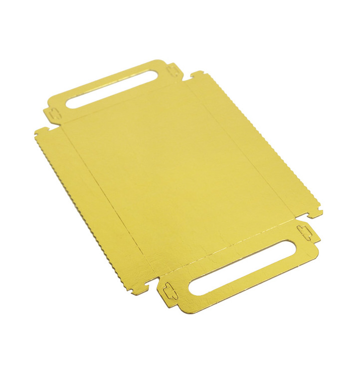 Paper Tray with Handles Rectangular shape Gold 12x19cm (1.000 Units)