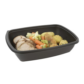 Plastic Deli Container PP Black 900ml 23x16,5cm (300 Units)