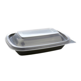 Plastic Lid for Deli Container PP Rectangular shape Black 20x13cm (300 Units)