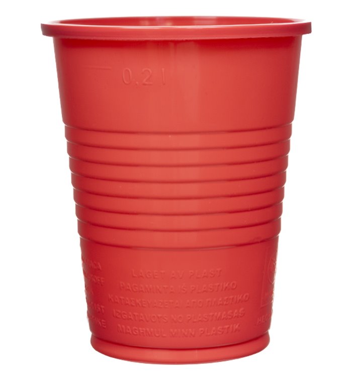 Plastic Cup PS Red 200ml Ø7cm (50 Units) 