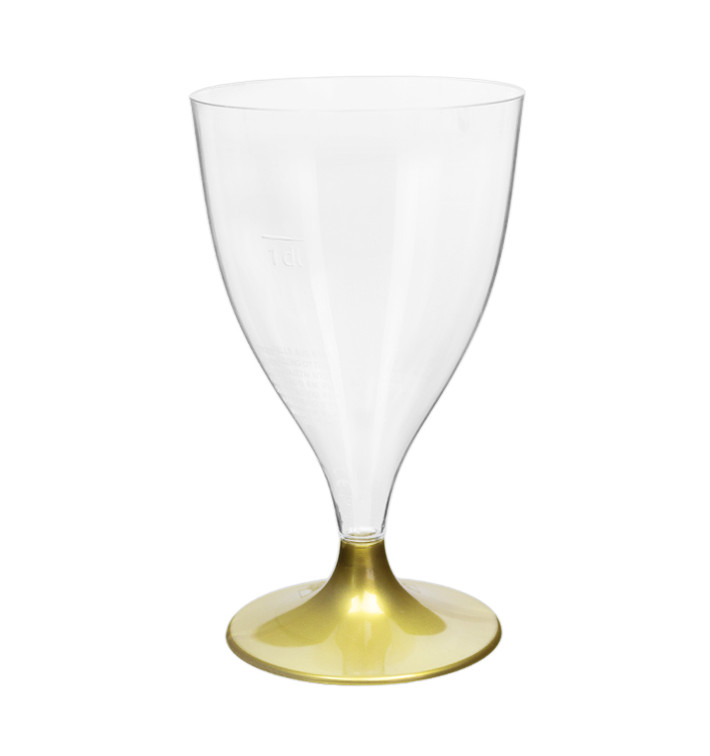 Plastic Stemmed Glass Wine Gold 200ml 2P (20 Units)