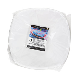 Plastic Bowl PP "Square" White 1250ml Ø21cm (3 Units) 
