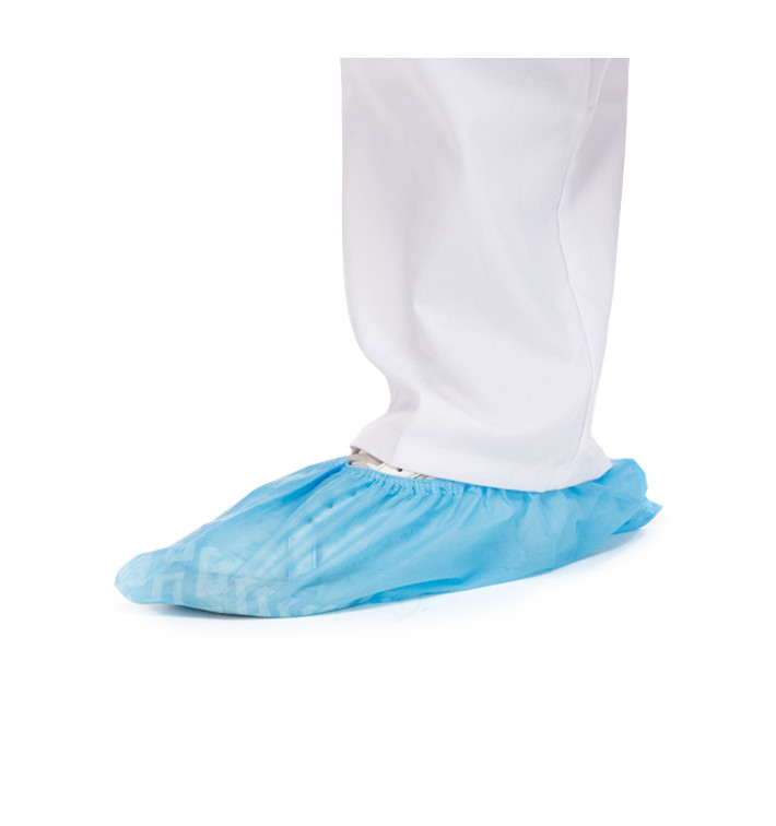 Disposable Plastic Shoe Covers "TST" Anti-Slip Blue (100 Units)
