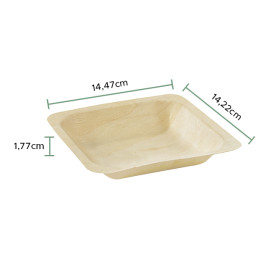 Wooden Plate Square Shape 14,1x14,1x2,5cm (25 Units) 