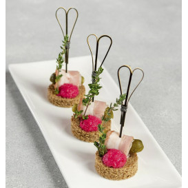 Bamboo Food Pick "Cuore" Design Black 9cm (200 Units)  