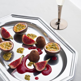 Plastic Platter Octogonal Shape Silver 46X30 cm (5 Units) 