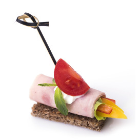 Bamboo Bow Skewer Black 10cm in box (250 Units)  