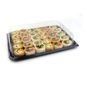Plastic Tray with Lid Black 35x24cm (5 Units) 