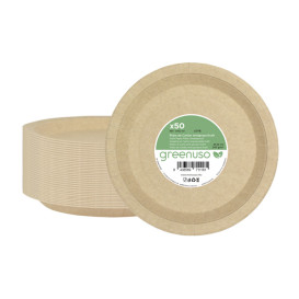 Paper Plate Round Greaseproof Shape Kraft Ø22cm 245g/m² (50 Units) 