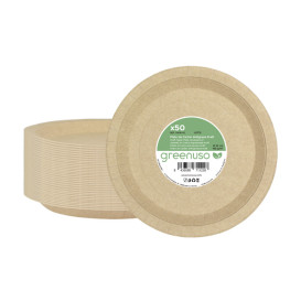 Paper Plate Round Greaseproof Shape Kraft Ø22cm 195g/m² (450 Units)
