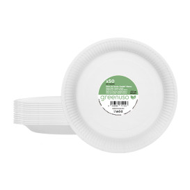 Round Paper Plate “Radial” White Ø23cm 200gr/m² (50 Units)