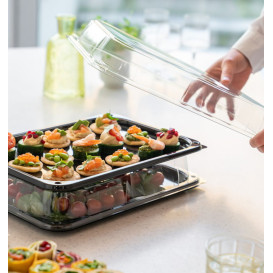Plastic Tray with Lid Black 35x24cm (5 Units) 