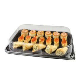 Plastic Tray with Lid Black 46x30 cm (25 Units) 
