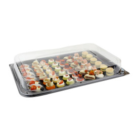 Plastic Tray with Lid Black 55x37 cm (25 Units) 
