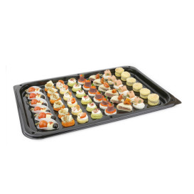 Plastic Tray with Lid Black 55x37 cm (25 Units) 