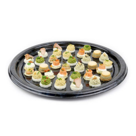 Plastic Tray Round Shape Marble 30 cm (50 Uds)
