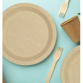 Paper Plate Round Greaseproof Shape Kraft Ø22cm 245g/m² (50 Units) 