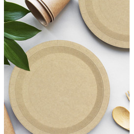 Paper Plate Round Greaseproof Shape Kraft Ø22cm 245g/m² (50 Units) 