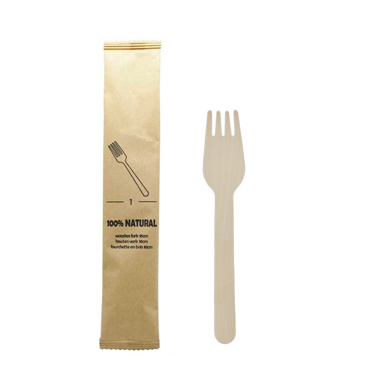 Wrapped Wooden Fork 16cm (50 Units)