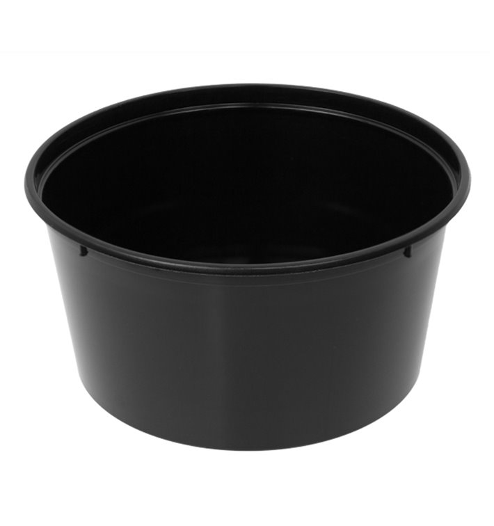 Plastic Food Container in PP Black  with Lid 470ml (500 Units)
