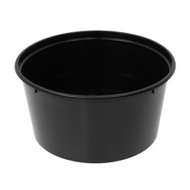 Plastic Food Container in PP Black  with Lid 470ml (50 Units)