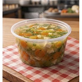 Plastic Food Container in PP Transparent  with Lid 470ml (500 Units)