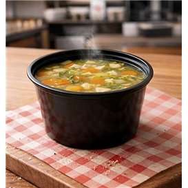 Plastic Food Container in PP Black  with Lid 470ml (50 Units)