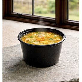 Plastic Food Container in PP Black  with Lid 470ml (50 Units)