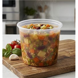 Plastic Food Container in PP Transparent  with Lid 740ml (500 Units)