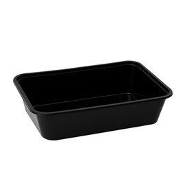 Rectangular Container in PP Black with Lid 500ml 17,3x11,9cm (500 Units)