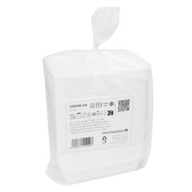 Rectangular Container in PP White with Lid 500ml 17,3x11,9cm (50 Units)