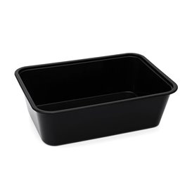 Rectangular Container in PP Black with Lid 750ml 17,3x11,9cm (50 Units)