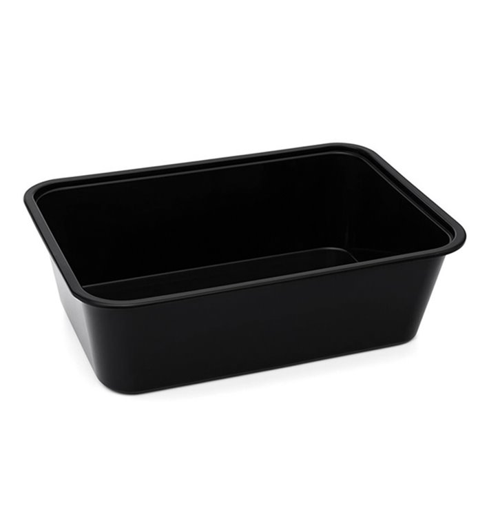 Rectangular Container in PP Black with Lid 750ml 17,3x11,9cm (500 Units)