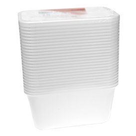 Rectangular Container in PP White with Lid 1.000ml 17,3x11,9cm (50 Units)
