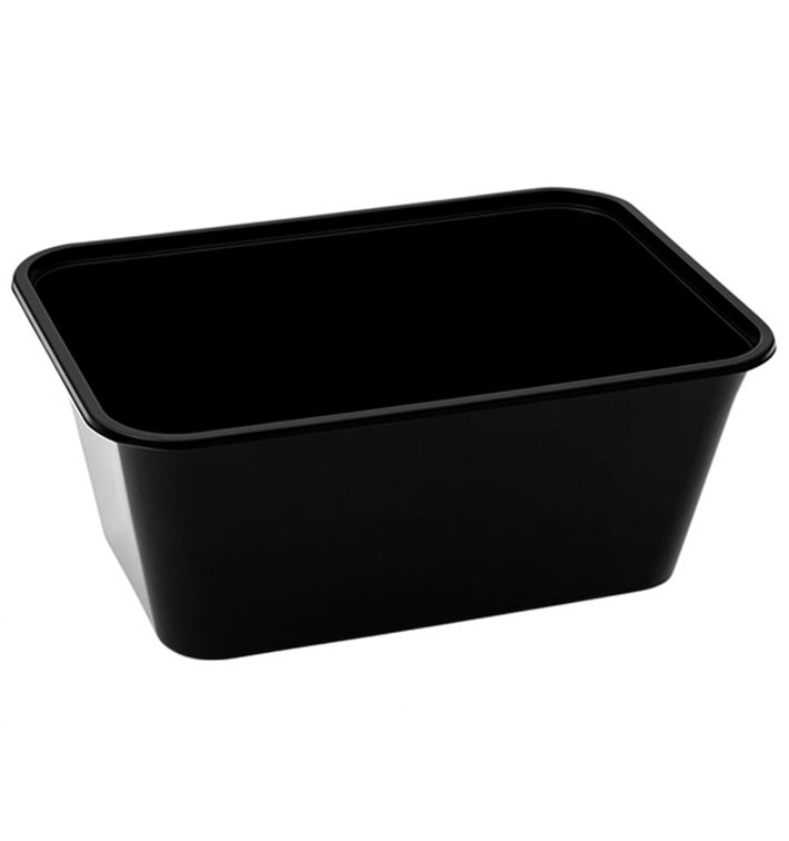 Rectangular Container in PP Black with Lid 1.000ml 17,3x11,9cm (500 Units)