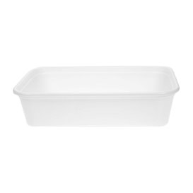 Rectangular Container in PP White with Lid 1.500ml 20,4x15,3cm (50 Units)