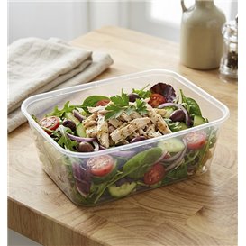 Rectangular Container in PP Transparent with Lid 1.500ml 20,4x15,3cm (500 Units)