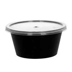 Sauce Cup in PP Black avec Lid 2Oz/60ml (2.000 Units)