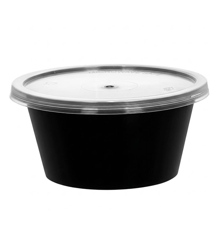 Sauce Cup in PP Black avec Lid 2Oz/60ml (2.000 Units)