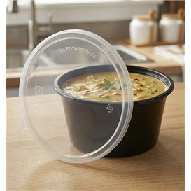 Sauce Cup in PP Black avec Lid 4Oz/120ml (2.000 Units)